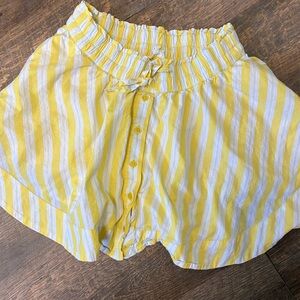 aerie Yellow & White Striped Button-Front Skort